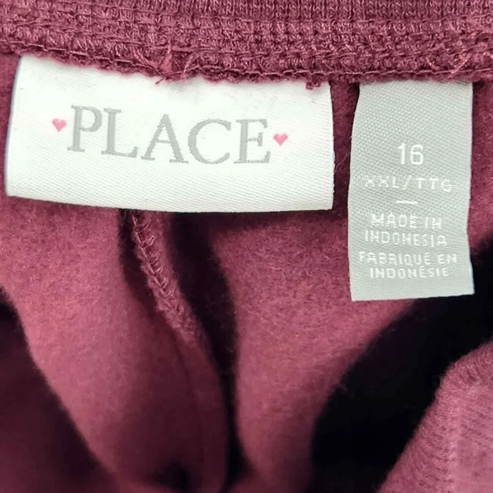 The Children's Place Uniform Fleece Jogger Pants Girl's Size 16 Burgundy Red